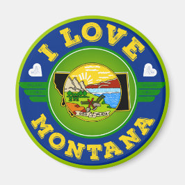 Aimant I Love Montana State Flag and Map