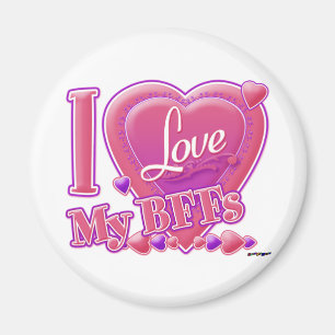 Aimant I Love My BFFs rose/violet - coeurs