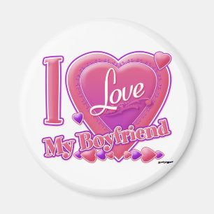 Aimant I Love My Boyfriend rose/violet - coeurs