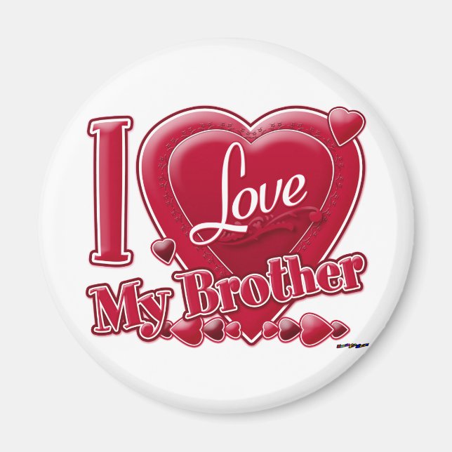 Aimant I Love My Brother rouge - coeur (Devant)