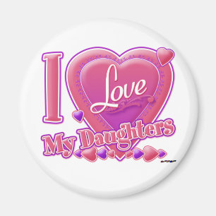 Aimant I Love My Daughters rose/violet - coeur