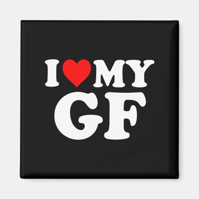 Aimant I Love My Gf Girlfriend Red Heart Valentines Day G (Devant)