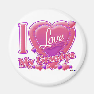 Aimant I Love My Grand-pa rose/violet - coeur