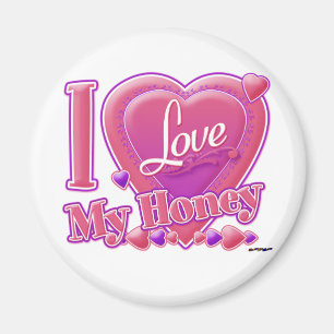 Aimant I Love My Honey rose/violet - coeur