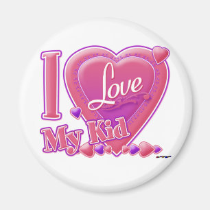 Aimant I Love My Kid rose/violet - coeur