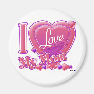 Aimant I Love My Mom rose/violet - coeur