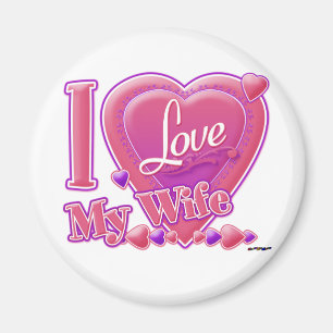 Aimant I Love My Wife rose/violet - coeur