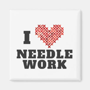 Aimant I Love Needlework Cross Stitch