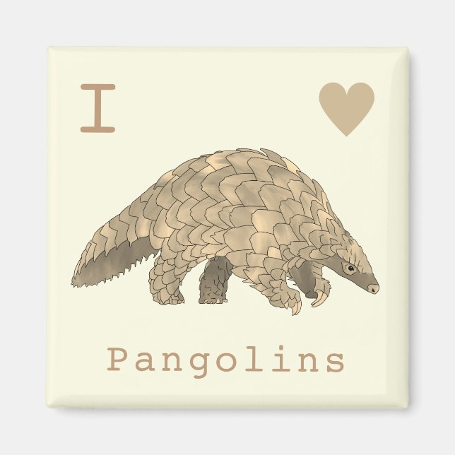 Aimant I Love Pangolins mignons Espèces en voie de dispar (Devant)