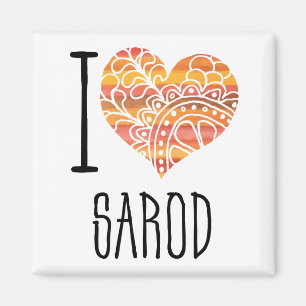 Aimant I Love Sarod Orange Mandala Heart