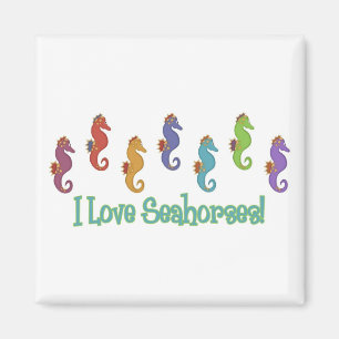 Aimant I Love Seahorses (Tee - shirts Légers Seulement)