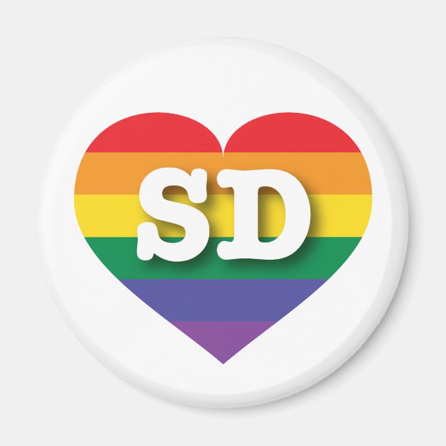Aimant I Love South Dakota Rainbow Heart (Devant)