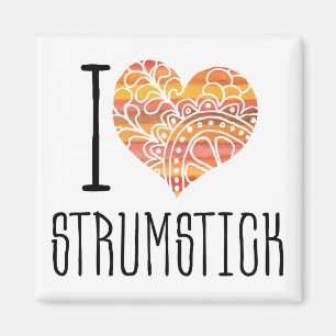Aimant I Love Strumstick Orange Mandala Heart