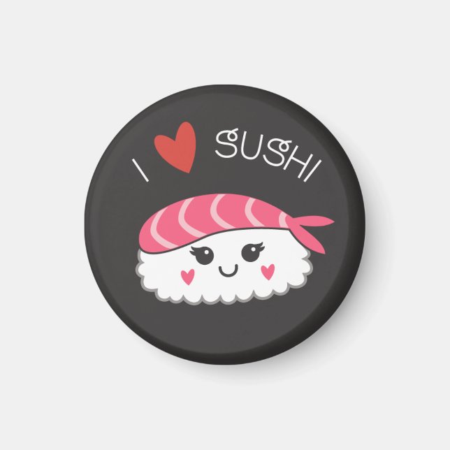 Aimant I Love Sushi Japonais fruits de mer (Devant)