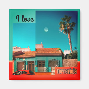 Aimant I Love Torrevieja in Orange and Turqoise