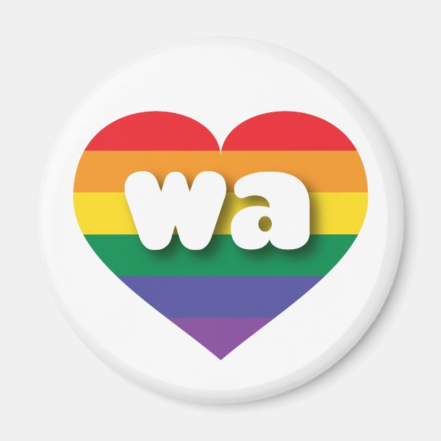 Aimant I Love Washington State Rainbow Heart (Devant)