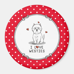 Aimant I Love Westies - West Highland White Terriers Cute