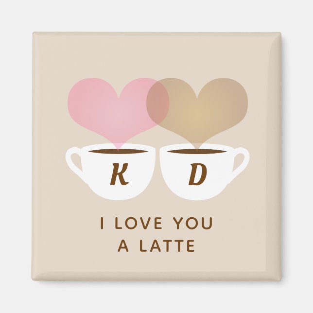Aimant I Love You A Latte Custom Monogram (Devant)