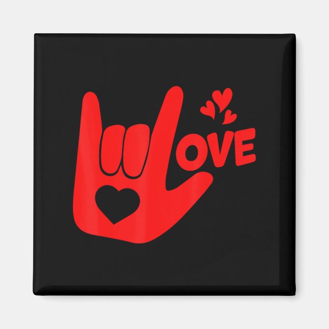 Aimant I Love You Hand Sign Asl Valentine Day Funny Wome  (Devant)