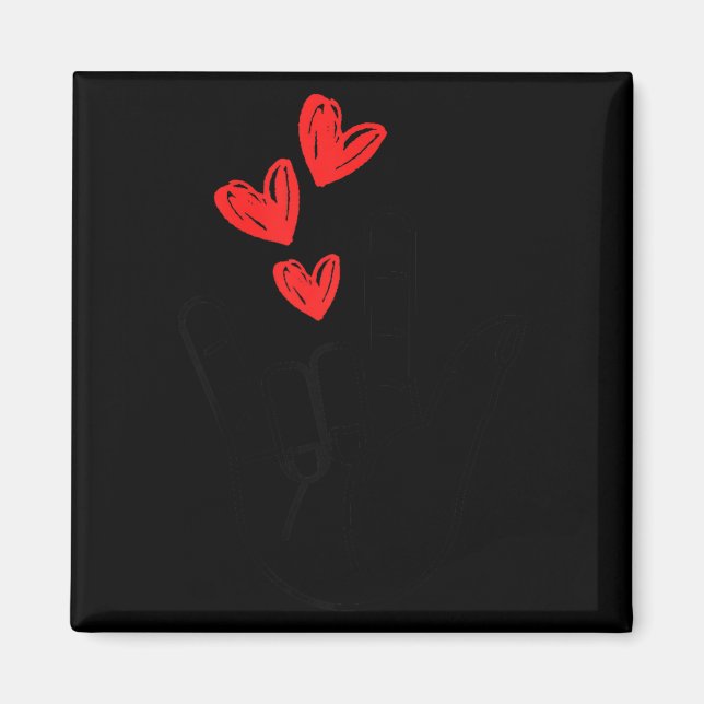 Aimant I-love You Hand Sign Heart Women Girls Valentines  (Devant)