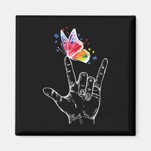 Aimant I Love You Main Sign Language Butterfly Autism Awa
