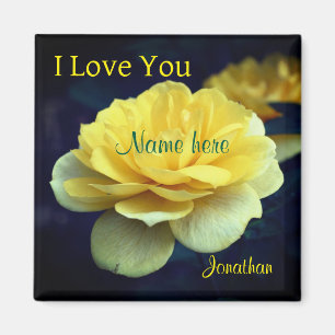 Aimant I Love You Yellow Rose Flower Personnalisé