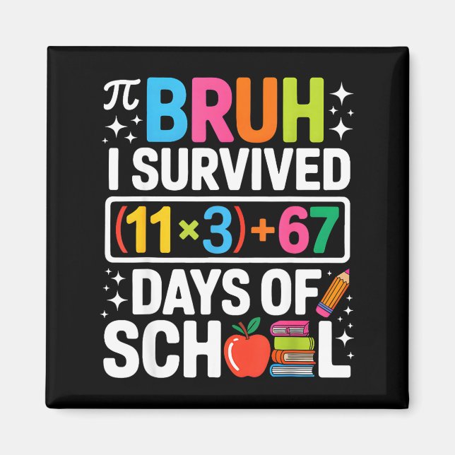 Aimant I Survived 100 Days School Bruh Groovy Math Equati (Devant)