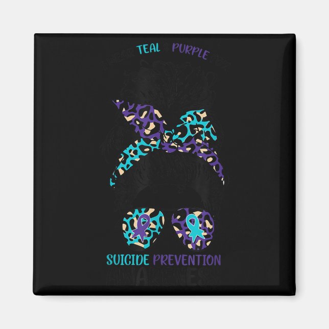 Aimant I Wear Teal &amp; Purple For Suicide Prevention Aw (Devant)