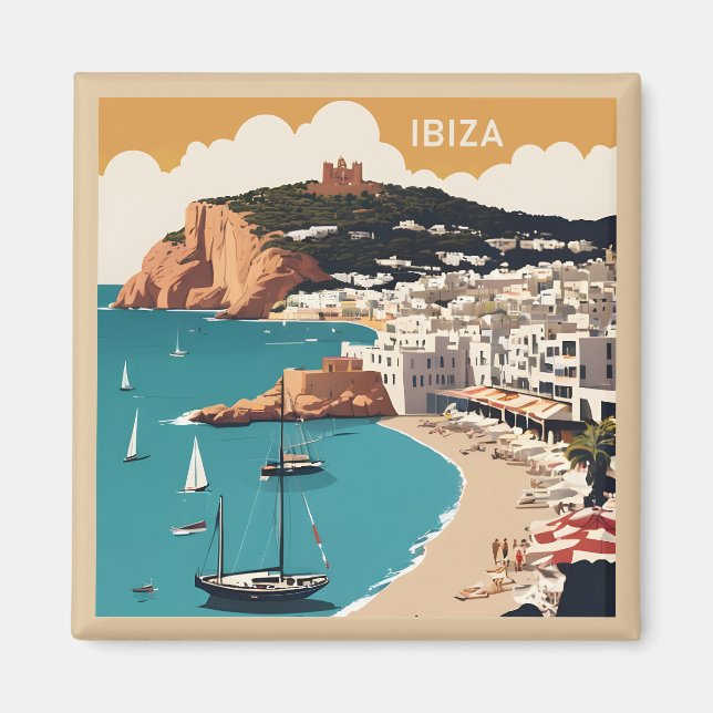 Aimant Ibiza, Espagne Affiche de voyage (Devant)