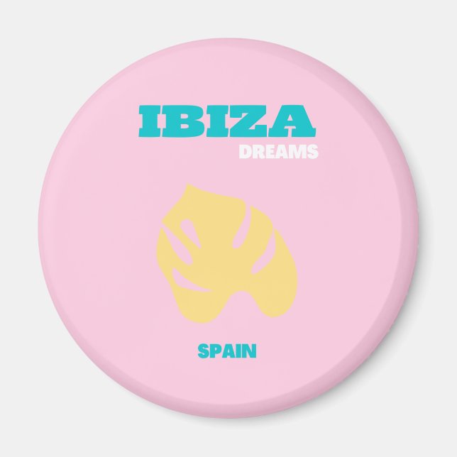 Aimant Ibiza, Espagne Travel Art, Preppy, Rose (Devant)