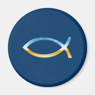 Aimant Ichthus - ciel et au sol chrétiens de symbole de