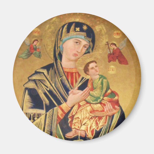 Aimant Icône orthodoxe russe - Vierge Marie et bébé Jésus (Devant)