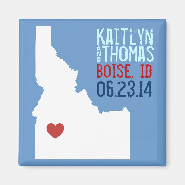 Aimant Idaho Enregistrer la date - Ville personnalisable (Devant)