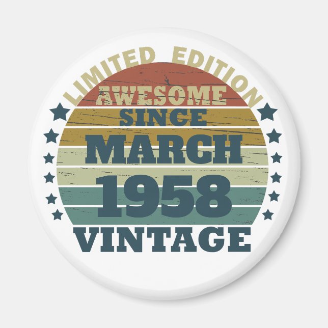 Aimant Idée cadeau d'anniversaire vintage personnalisé (Devant)