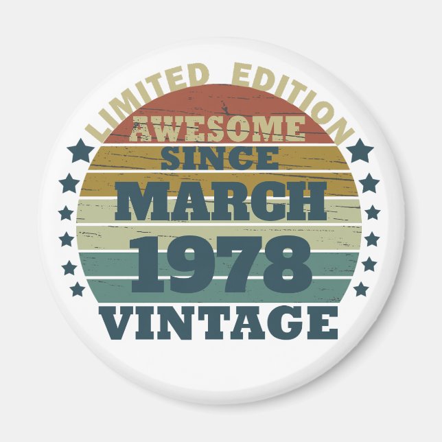 Aimant Idée cadeau d'anniversaire vintage personnalisé (Devant)