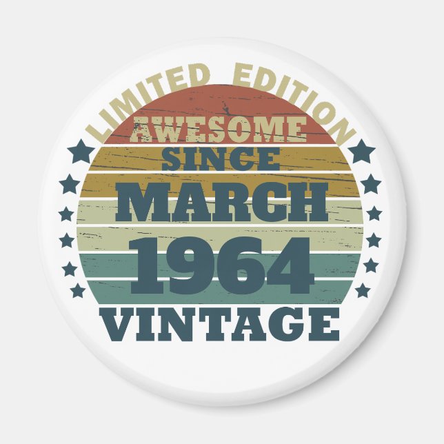 Aimant Idée cadeau d'anniversaire vintage personnalisé (Devant)
