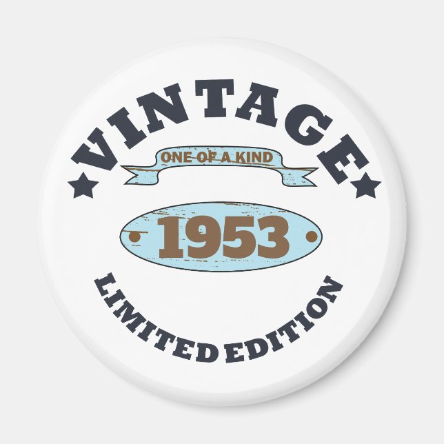 Aimant Idée cadeau d'anniversaire vintage personnalisé (Devant)