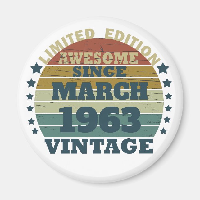 Aimant Idée cadeau d'anniversaire vintage personnalisé (Devant)