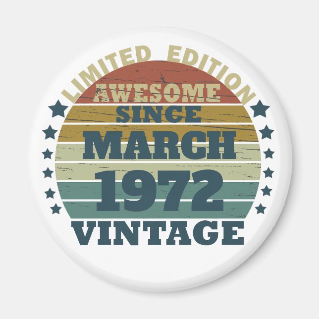 Aimant Idée cadeau d'anniversaire vintage personnalisé (Devant)