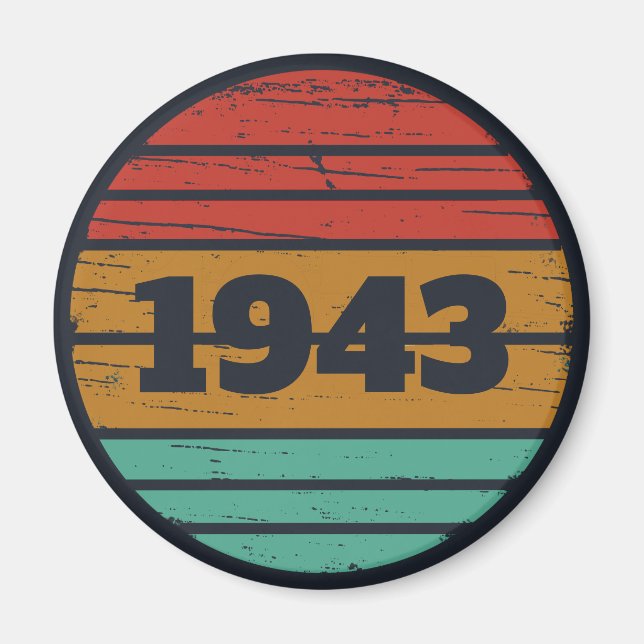 Aimant Idée cadeau d'anniversaire vintage personnalisé (Devant)