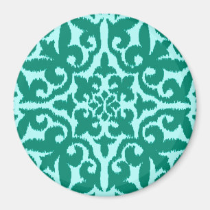 Aimant Ikat damask pattern - Turquoise et Aqua