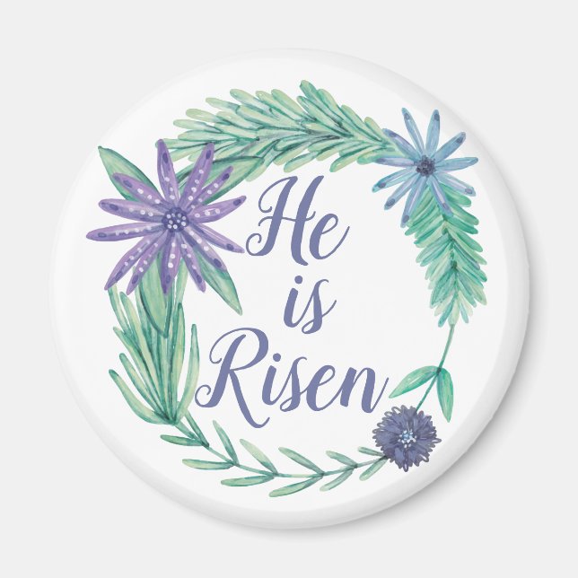 Aimant Il est ressuscité Religieux Pâques Floral (Devant)