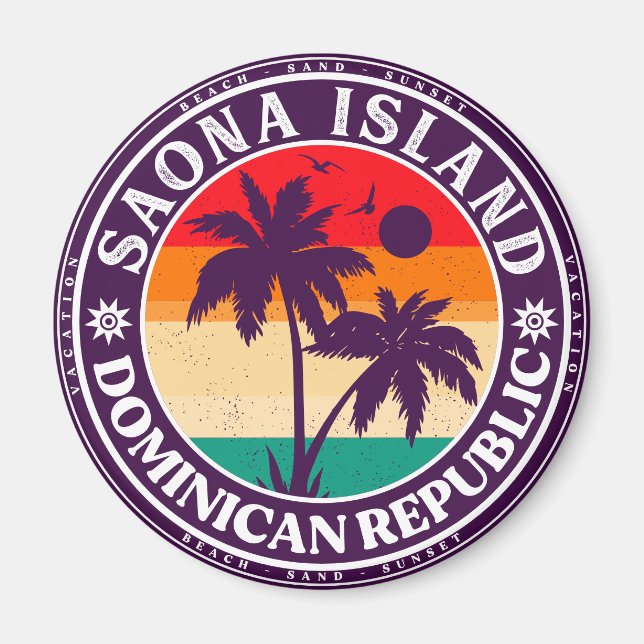 Aimant Île de Saona République Dominicaine - Retro 60s (Devant)