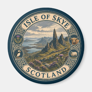 Aimant Île de Skye Illustration de voyage Badge Écosse
