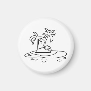 Aimant Île paradisiaque aimant, dessin au trait