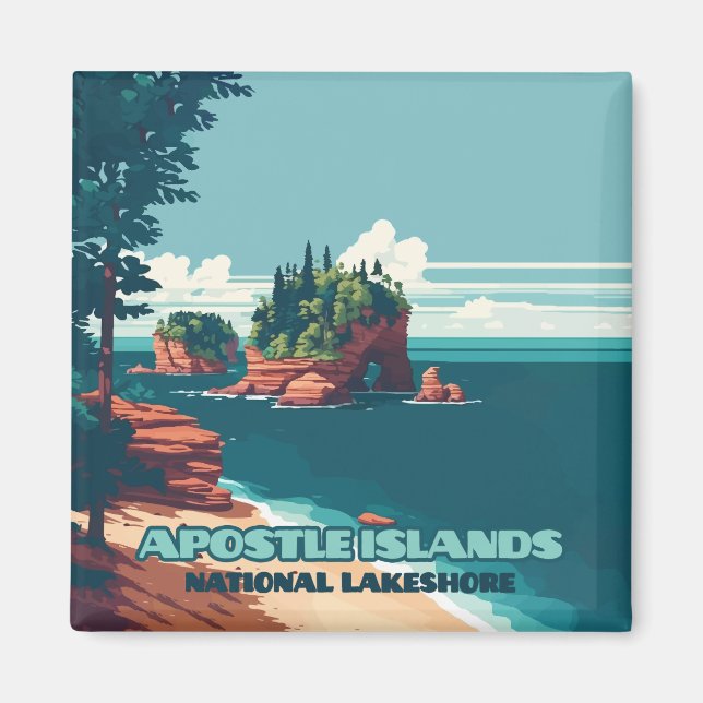 Aimant Iles Apôtres National Lakeshore Wisconsin Rétro (Devant)