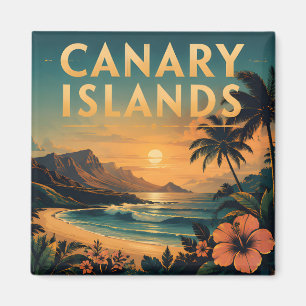 Aimant Îles Canaries Paradis Tropical Plage Coucher de So