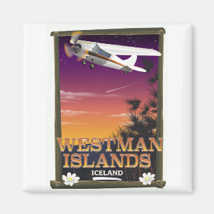Aimant Îles Westman Island affiche de voyage en Islande