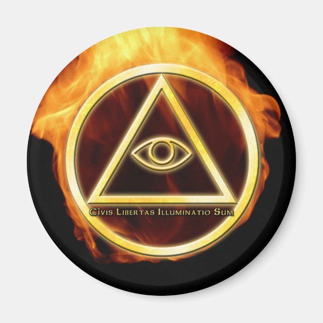Aimant Illuminati en feu (Devant)