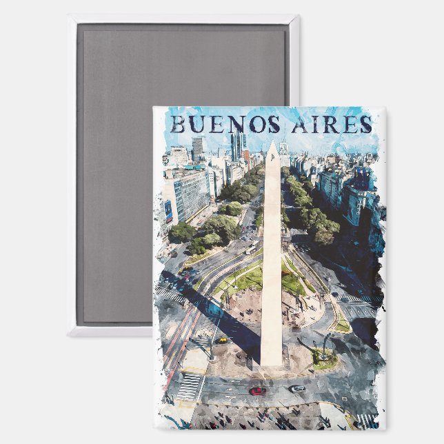 Aimant Illustration Buenos Aires Argentina Skyline (Recto/Verso)